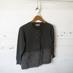 ❄️ 50% off winter Rose gray button down faux fur waist sweater cardigan  12